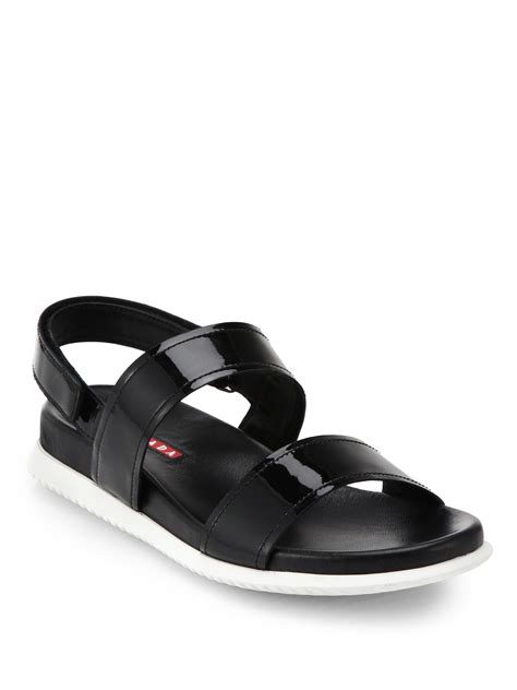 prada black and white slides|Prada black flat sandals.